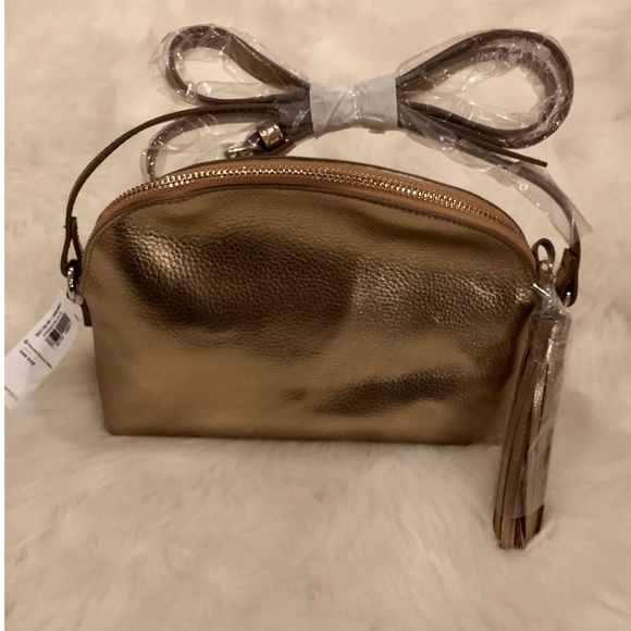 Metallic Gold Half-Moon Tasseled Bag - Picture 4 of 4